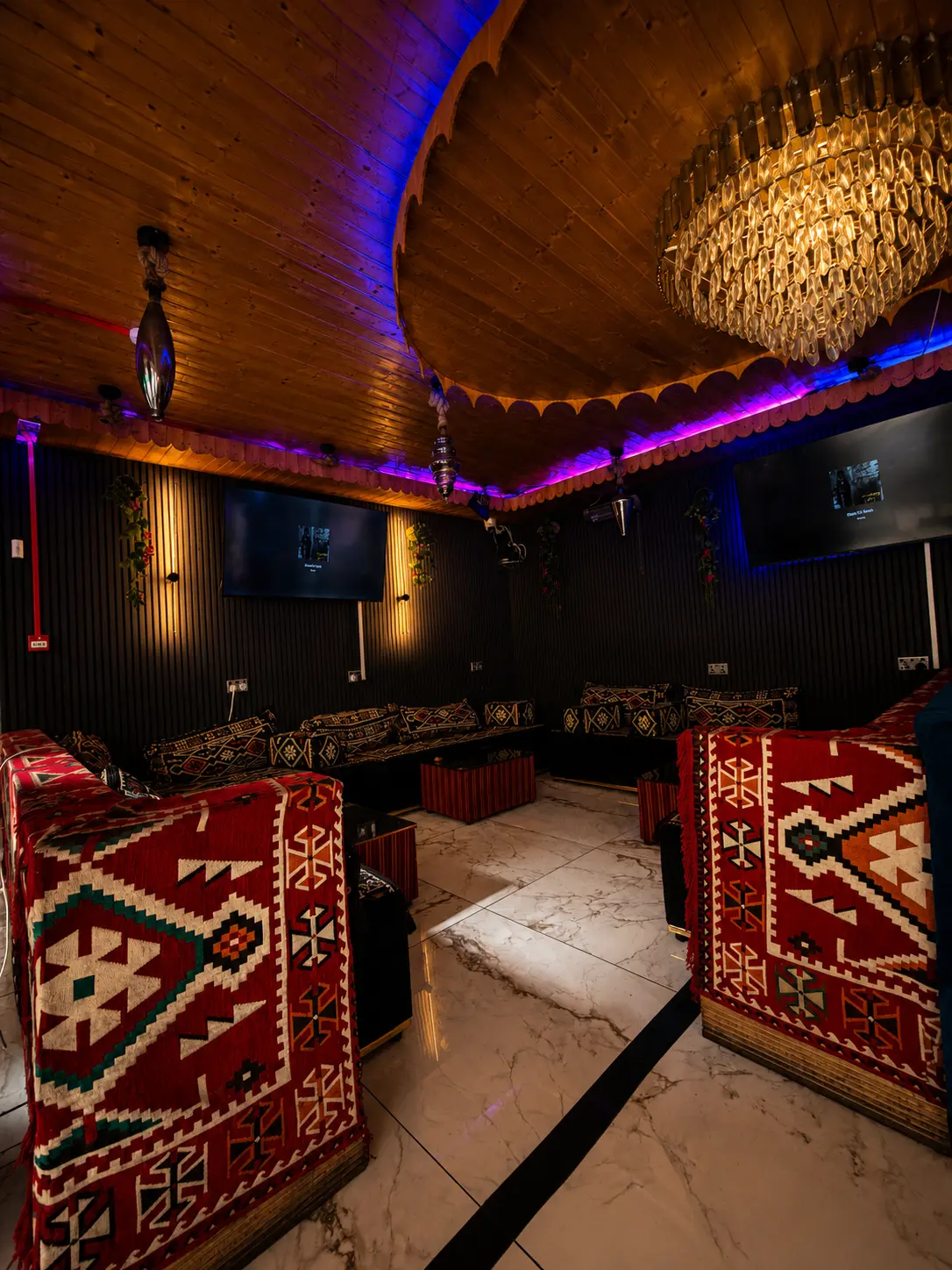 Private majlis room with Arabic seating